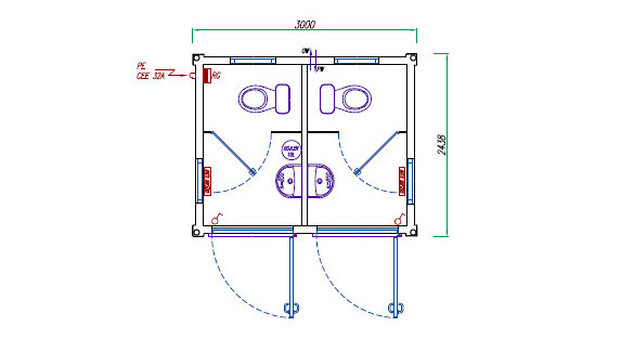 kontener wc - szkic z projektem