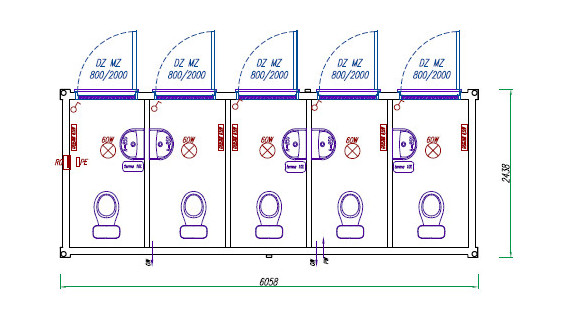 kontener wc - szkic z projektem