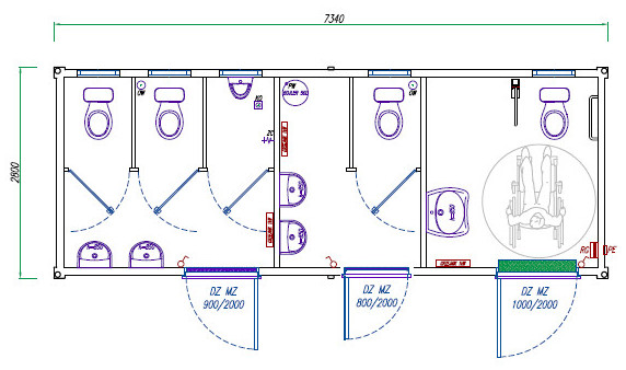 kontener wc - szkic z projektem